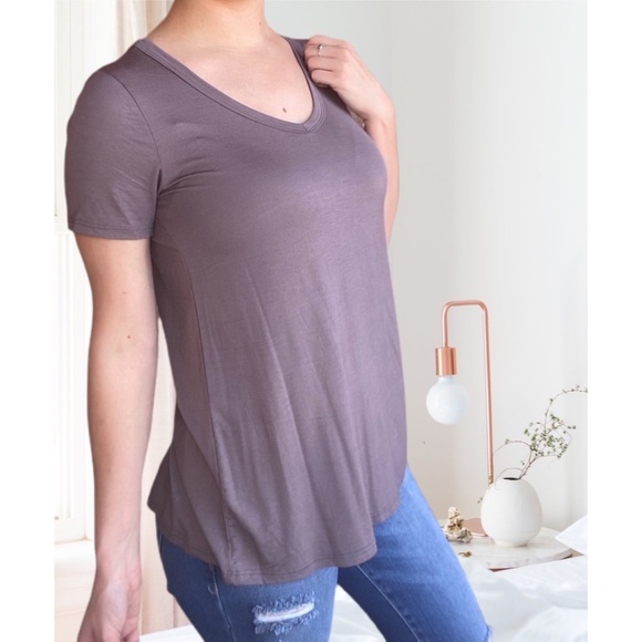 Modal V Neck Basic Tee Slate - Picture 3 of 5